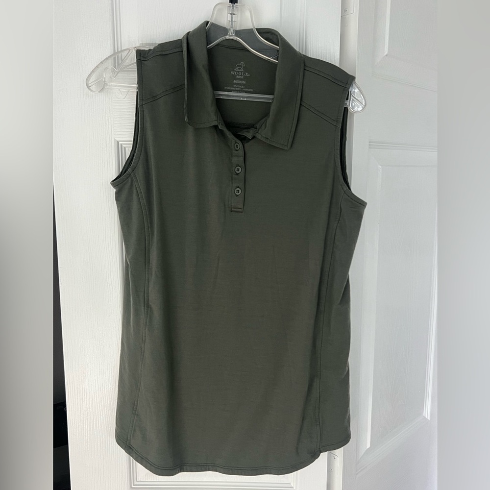 Woolx Rosie Merino Blend Sleeveless Polo Shirt